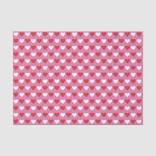 Niedlich Chic Red and White Hearts Pattern on Pink Seidenpapier
