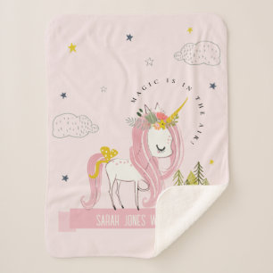 Niedlich Chic Whimsical Magical Unicorn Rosa Prinz Sherpadecke