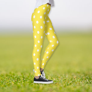 Niedlich Chic Yellow Polka Dots Muster Mode Leggings