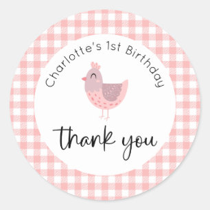 Niedlich Chick Birthday Vielen Dank Runder Aufkleber