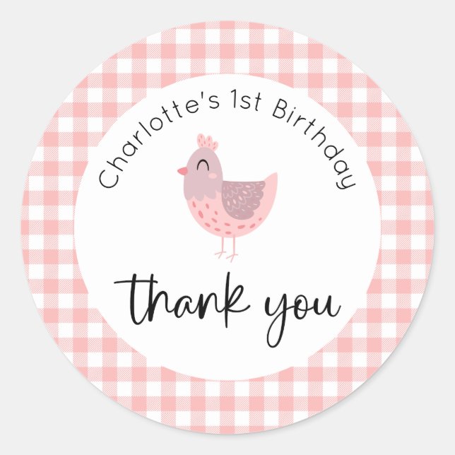 Niedlich Chick Birthday Vielen Dank Runder Aufkleber (Vorderseite)