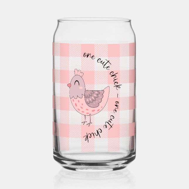 Niedlich Chick Peach Gingham Dosenglas (Vorderseite)