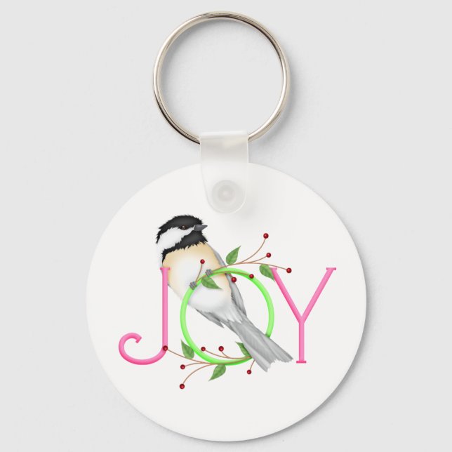 Niedlich Chickadee "Joy" Schlüsselanhänger (Vorderseite)