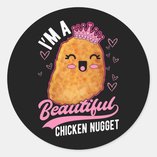 Niedlich Chicken Nugget Girl Feinschmecker Queen Runder Aufkleber (Vorderseite)