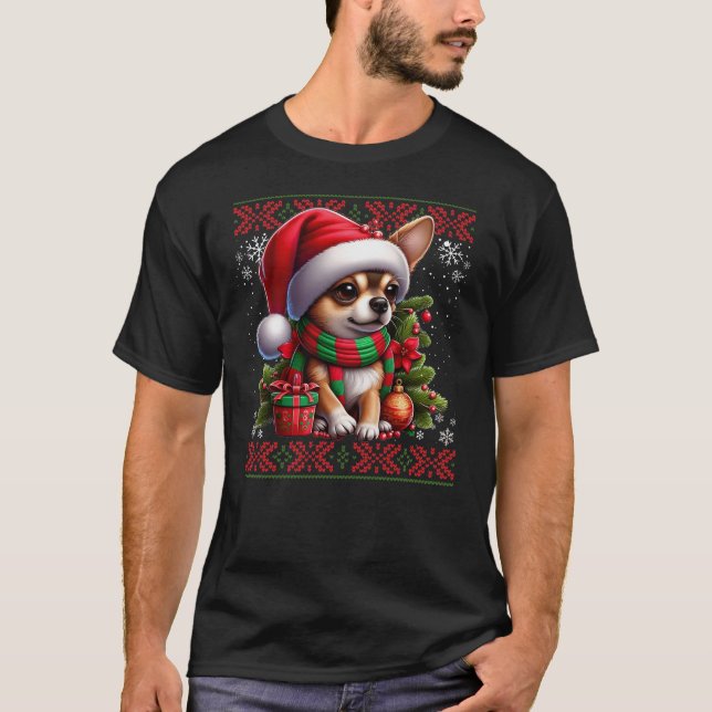 Niedlich Chihuahua Dog Ugly Weihnachtssüßer T-Shirt (Vorderseite)