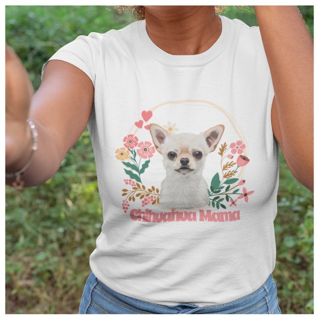 Niedlich Chihuahua Mama Floral T-Shirt (Von Creator hochgeladen)