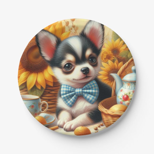 Niedlich Chihuahua Puppy Pappteller (Vorderseite)