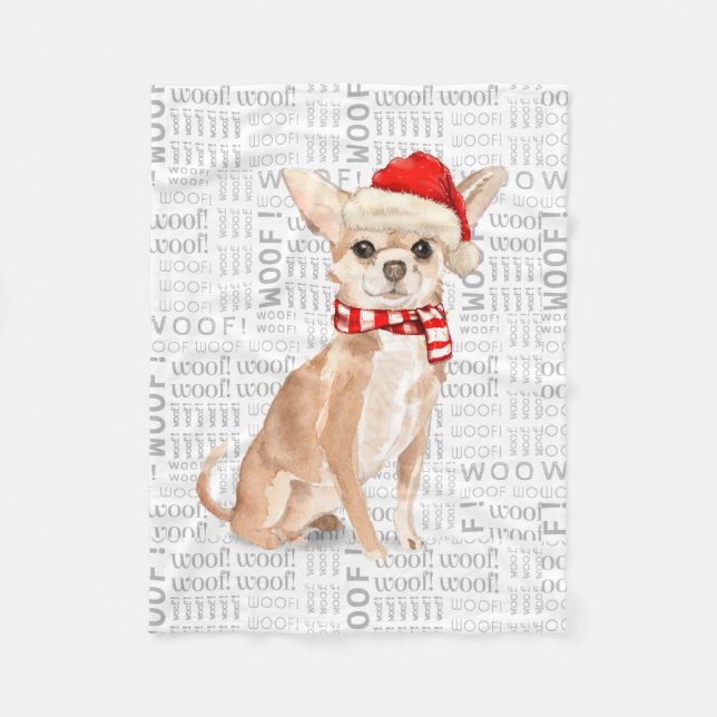 Niedlich Chihuahua Santa Dog Weihnachten Fleecedecke (Vorderseite)