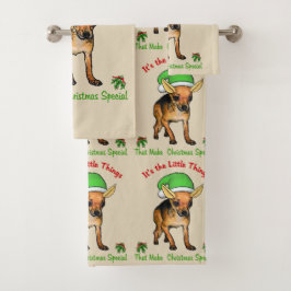 Niedlich Chihuahua Weihnachten Badhandtuch Set