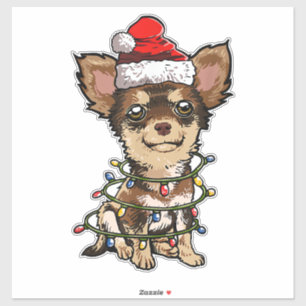 Niedlich Chihuahua Weihnachtsbaum Lichter Xmas Do Aufkleber