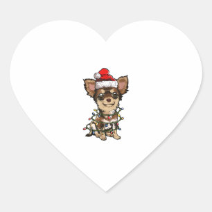 Niedlich Chihuahua Weihnachtsbaum Lichter Xmas Do Herz-Aufkleber