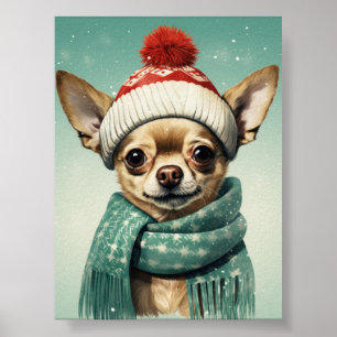 Niedlich Chihuahua Weihnachtskunst: Adventure Holi Poster
