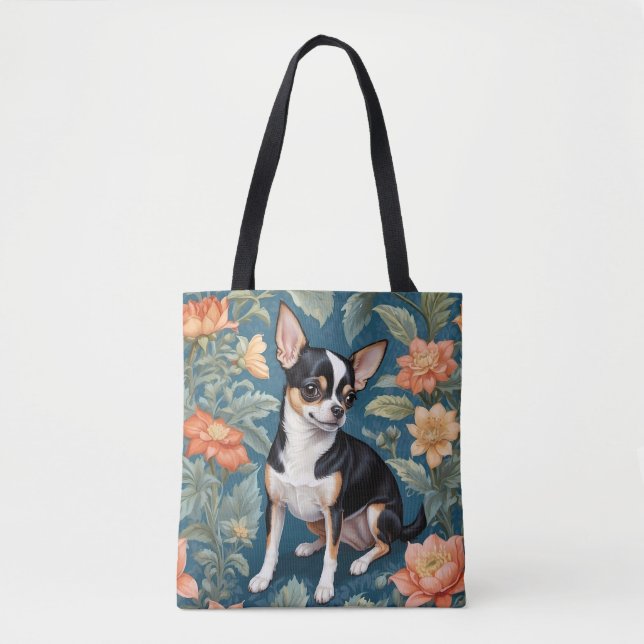 Niedlich Chihuahua William Morris Inspirierte Flor Tasche (Vorderseite)
