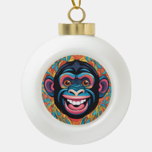 Niedlich Chimpanzee Laughs Keramik Kugel-Ornament