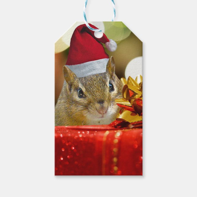 Niedlich Chipmunk Frohe Weihnachten Geschenkanhänger (Vorderseite)