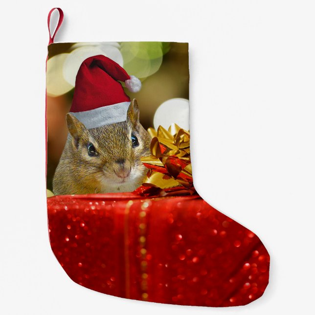 Niedlich Chipmunk Frohe Weihnachten Kleiner Weihnachtsstrumpf (Vorderseite)