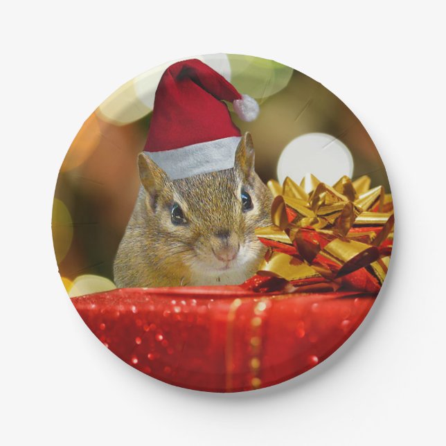Niedlich Chipmunk Frohe Weihnachten Pappteller (Vorderseite)