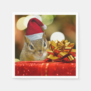 Niedlich Chipmunk Frohe Weihnachten Serviette