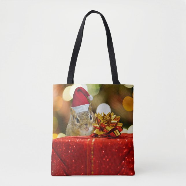 Niedlich Chipmunk Frohe Weihnachten Tasche (Vorderseite)