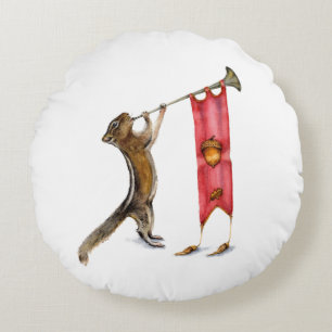 Niedlich Chipmunk Herald Rundes Kissen