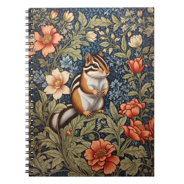 Niedlich Chipmunk William Morris Inspirierte flora Notizblock (Vorderseite)