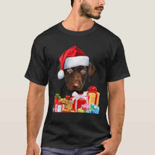 Niedlich Chocolate Labrador Puppy Weihnachtsmannmü T-Shirt