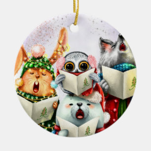 Niedlich Choir Animals Lehrer Weihnachtsfeier Kera Keramik Ornament