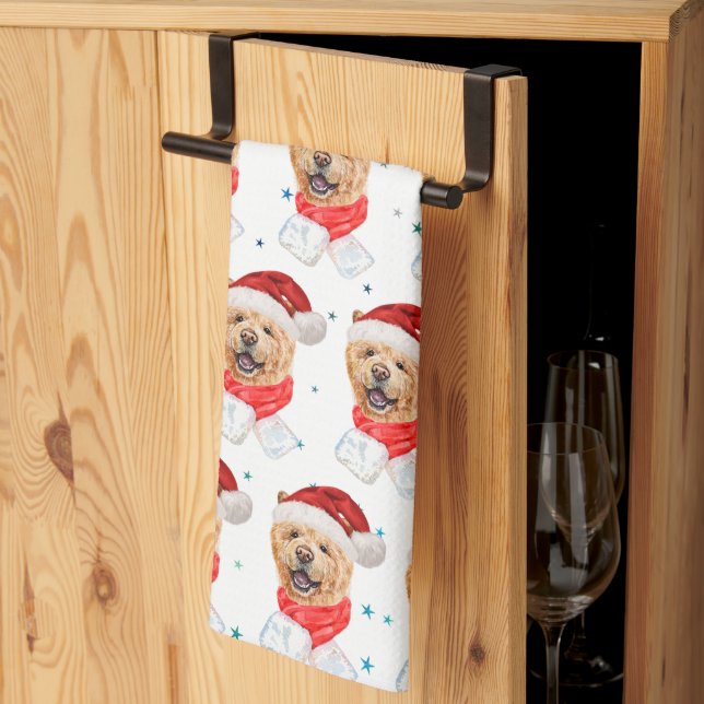 Niedlich Chow Chow Dog Weihnachtsmuster Geschirrtuch (Drittel gefaltet)