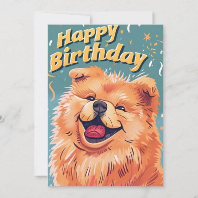 Niedlich Chow Chow Happy Birthday Feiertagskarte (Vorderseite)
