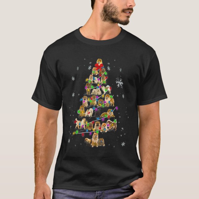 Niedlich Chow Chow Hund Weihnachtsbaum Geschenkdek T-Shirt (Vorderseite)