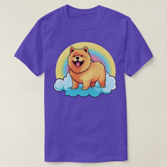 Niedlich Chow Chow Rainbow Cloud Kawaii Dog Happy  T-Shirt (Design vorne)