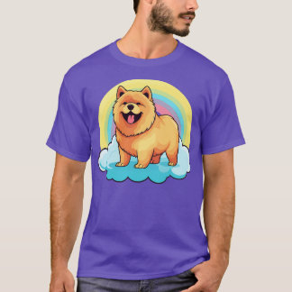 Niedlich Chow Chow Rainbow Cloud Kawaii Dog Happy  T-Shirt