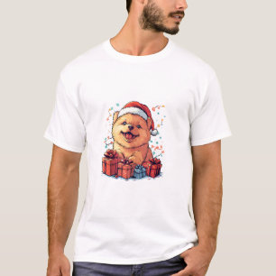 Niedlich Chow Chow Weihnachtsmannmütze Weihnachten T-Shirt