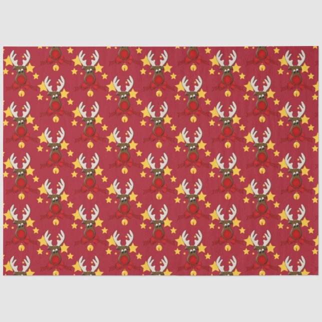 Niedlich Christmas Rudolph Reindeer Red Seidenpapier (Vorderseite)