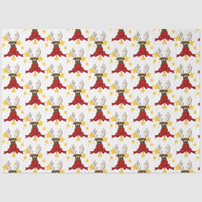 Niedlich Christmas Rudolph Reindeer Seidenpapier (Vorderseite)