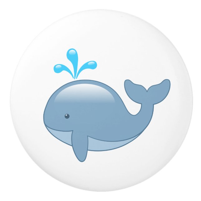 Niedlich Chubby Cartoon Whale Keramikknauf (Vorderseite)