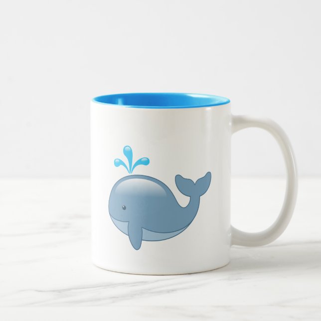 Niedlich Chubby Cartoon Whale Zweifarbige Tasse (Rechts)