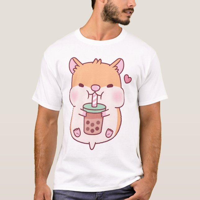 Niedlich Chubby Hamster Lieben Boba Tee (Vorderseite)