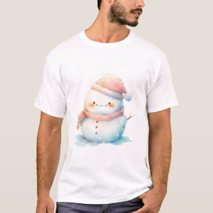 Niedlich Chubby Watercolor Snowman T-Shirt