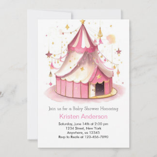 Niedlich Circus Magic Pink Girl Baby Dusche Einladung