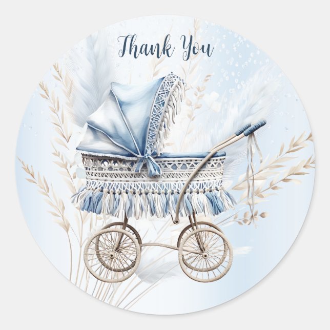 Niedlich Classic Baby Stroller Blume Schöne Blüte Runder Aufkleber (Vorderseite)