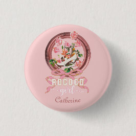 Niedlich Classic Pink Rokoko Girl Rose Schuhname Button