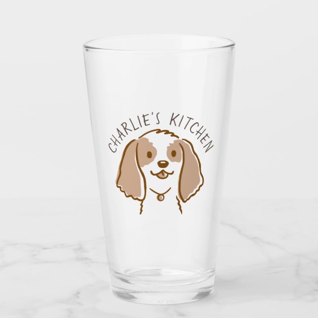 Niedlich Cocker Spaniel Cartoon Dog Personalisiert Glas (Vorderseite)