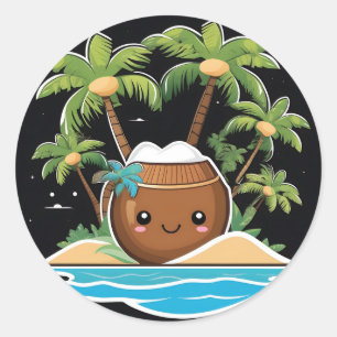 Niedlich Coconut Happy Runder Aufkleber