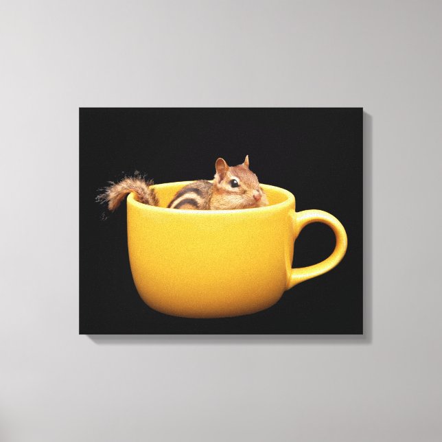 Niedlich Coffee Cup Chipmunk Leinwanddruck (Vorderseite)