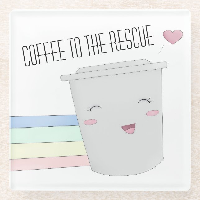 Niedlich Coffee Lovers Superhero Rainbow Glasuntersetzer (Vorderseite)