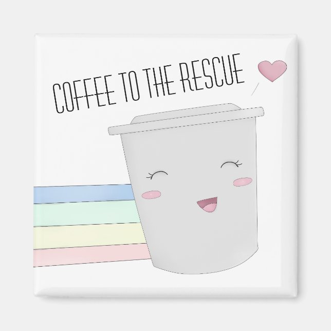 Niedlich Coffee Lovers Superhero Rainbow Magnet (Vorne)