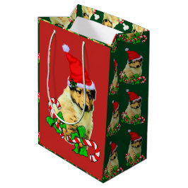 Niedlich Collie Puppy Christmas froh Mittlere Geschenktüte