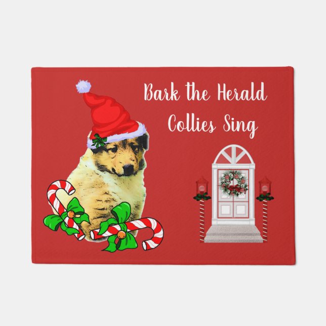 Niedlich Collie Welppy Christmas Doormat Fußmatte (Vorderseite)