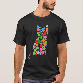 Niedlich Color Polka Dot Cat Lover International D T-Shirt